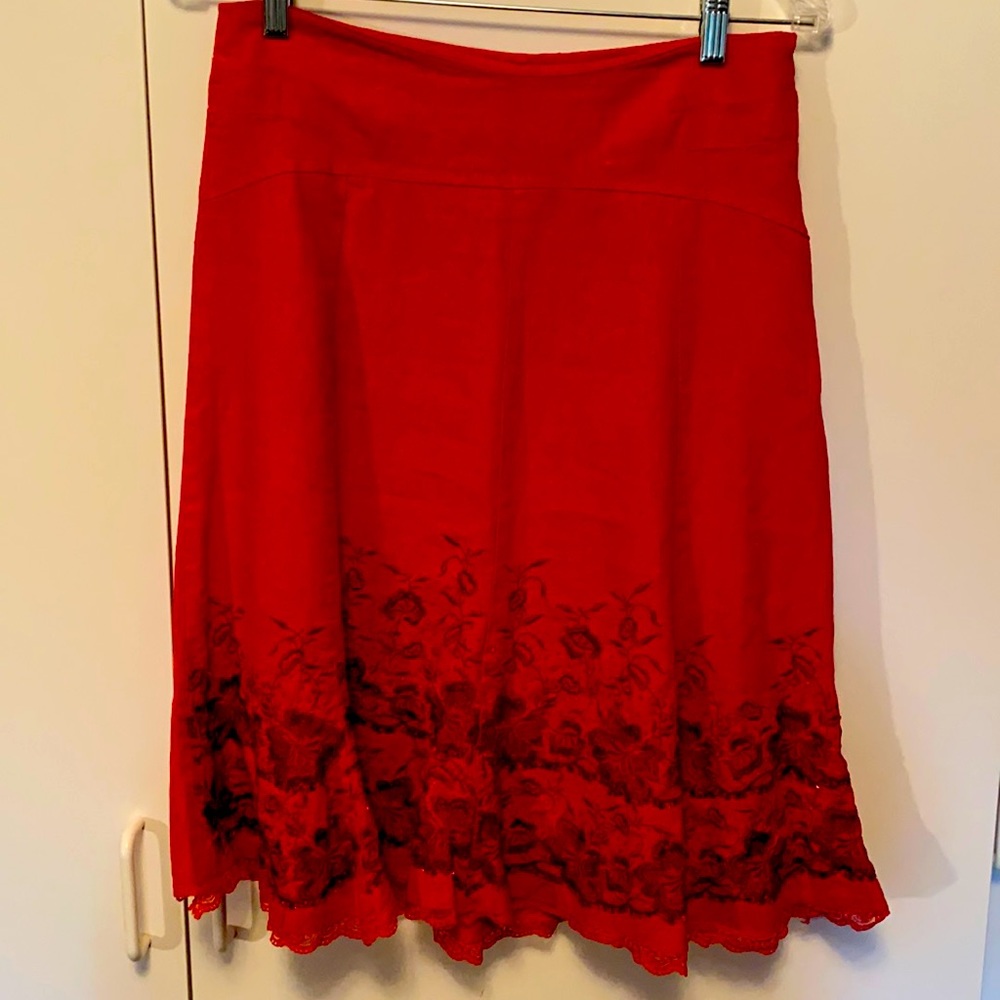 Red Sequins and Beads Skirt